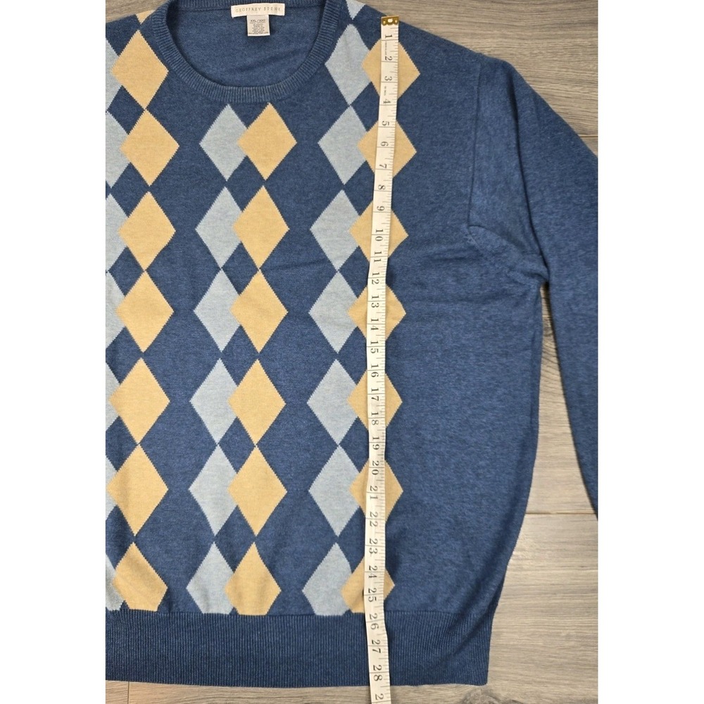 Geoffrey Beene Sweater Mens‎ XXL 2XL Blue Argyle Cotton Vintage Made Hong Kong - Picture 7 of 12